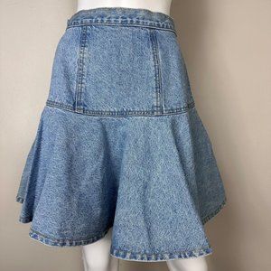 Vintage 1990s Blue Denim Mini Skirt, Zena Jeans Size XXS, Light Wash